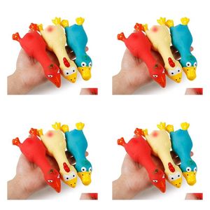 Jouets pour chiens à mâcher latex naturel animal de compagnie criant poulet canard jouet couineur amusant son formation en caoutchouc jouant chiot mâcher dent nettoyage Dhoqm