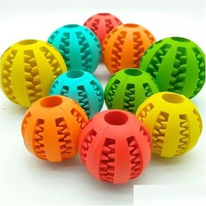 Jouets pour chiens à mâcher Sublimation Pet 5Cm Interactive Elasticity Ball Caoutchouc naturel Fuite Dent Clean Balls Cat Chew Interact Drop Delivery