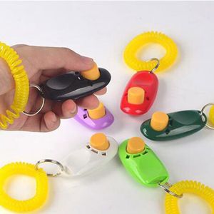 Botón de entrenamiento para perros Clicker Entrenador de sonido para mascotas con muñequera Guía de ayuda para mascotas Herramienta de clic Suministros para perros 11 colores 100 piezas FMT2087