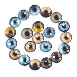 Doll Accessories 20pcs 8 20mm Random Mixed eyes Round Dragon Eyes In Pairs Pattern Glass Flatback Po Cabochons Base 230629