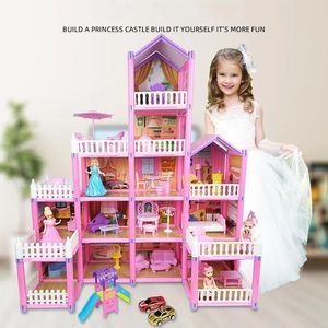 Acessórios para bonecas Simulação de brinquedo infantil Doll House Villa Set Fingle Play House Assembly Toys Princess Castle Bedroom Girls Gift Toy for Children 231208