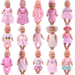 Doll Accessories Lovely Pink Series Doll Accessories Clothes Swimwear Mini Bow Dress For 43Cm Rebirth Doll 18Inch Baby Doll DIY Toy Gifts 230427