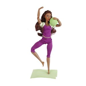 Appareil de poupée vendant 32,5 cm de yoga sportif african noir noire vestime violet conjoint américain 21 gouttes de gouttes