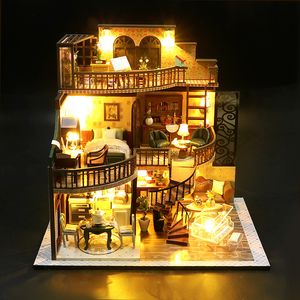 DIY 3D Puzzle Doll House Kit, Handmade Creative Pink Dollhouse Assembly Model for Kids, Girls, Teenagers and Adults