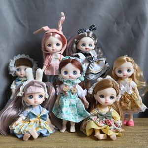 Poupées 16 cm yeux bleus Bjd poupée robe Lolita BJD 13 poupées articulées sourire visage rond jouets petite fille ensemble complet poupée cadeau pour poupées d'anniversaire 231027