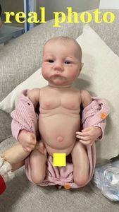Poupées 19 pouces corps complet en Silicone déjà peint fini Reborn bébé poupée Levi éveillé endormi taille 3D peau veines visibles 230830