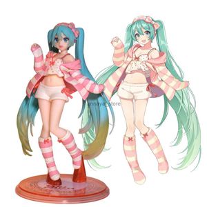 Muñecas 20 cm Anime Hatsune Miku Ropa para el hogar Pijamas Vestir Modelo de pie Juguete Regalo para niños Colección PVC Figura de acción en caja