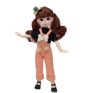 Muñecas 30 cm BJD Doll 23 Juntas móviles 16 BJD Vestido para niñas 3d Marrones Mendientes Con ropa de ropa Juguetes para niños Regalo 230327