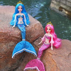 Dolls 42cm Princess Doll 3D Eyes BJD Mermaid Set Articulated Removable Fashion 13 Dressable Girl Toy Birthday Gift 230712