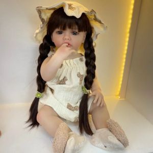 Poupées 55 cm Reborn Doll Beautiful Soft Baby Simulation Mini Kids Solid For Girls Toddler Birthday Gift