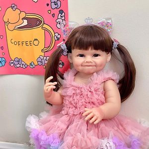 Poupées 55 cm Reborn Toddler Doll with rose robe rose full body soft silicone raya soft touch tactile de haute qualité Cadeaux de poupée 231023