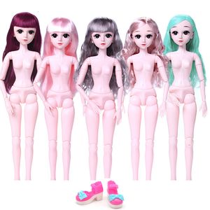 Poupées 60 cm poupée femme figure corps nu rose vert cheveux 18 articulations mobiles peau blanche princesse bricolage cadeaux pour les filles 230904