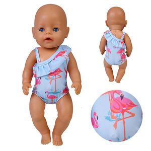 Poupées Vêtements de poupée bébé Flamingo maillot de bain vêtements d'été pour 43 cm né bébé poupée vêtements nager américain 18 pouces fille poupées Bikini 230908