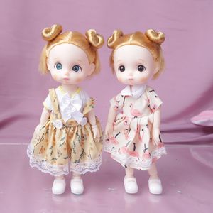 Poupées Blue Eyes 16cm BJD Doll 13 Mobile Joint Grey Little Girl Muilttype Dress Make Up Toy Girls Gift 230427