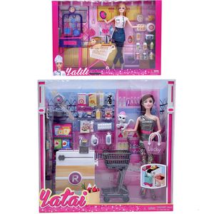 Poupées bricolage 30cm Doll Mall Cart d'achat automatique caissier cuisine alimentaire de cuisine