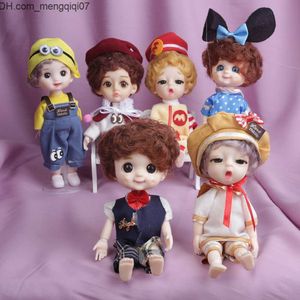 Poupées Poupées Blue Eyes16cm BJD Doll 13 Mobile Joint Boy Short Hair Muilttype Face Make Up Toy Cartoon Dress Girls 230427 Z230701