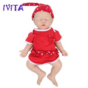 Dolls IVITA WG1528 43cm Full Body Silicone Reborn Baby Doll Realistic Girl Dolls Unpainted Baby Toys with Pacifier for Children Gift 231110