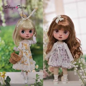 Poupées Lime BJD poupée 1/6 ensemble complet personnalisé Blythe QBaby choeur grosse tête Style boule articulée poupées rose bleu perruque chapeau Option ShugafairyL2402