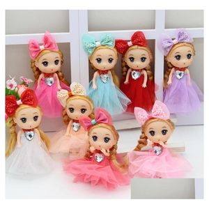 Muñecas con vestido Cabeza de goma Muñeca Llavero Colgantes Linda Princesa Llavero Adorno Monedero Encanto Niños Regalo para niños Moda Bebé Dro DH4OF