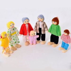 Muñecas muebles de madera juguete en miniatura Mini muñecas de madera familia muñeca niños casa jugar juguete niños niñas regalos 230721