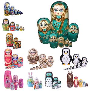 Muñecas Matrioska de madera Juguetes Niñas Ruso Anidación Niños Juguete educativo Hecho a mano Madera Matryoshka Doll CraftsToy 230607