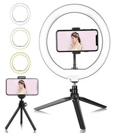 Cámaras domo Regulable RGB LED Selfie Ring Fill Light Po Ring Lámpara con trípode para maquillaje Video Live Aro De Luz Para CelularJ2301938655