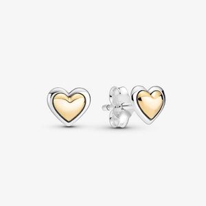 Boucles d'oreilles bombées en forme de coeur doré pour Pandora Real Sterling Silver Wedding Designer Boucles d'oreilles pour femmes Girlfriend Gift Love boucle d'oreille avec boîte d'origine
