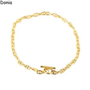 Donya joyería collar de lujo moda europea y americana nariz de cerdo titanio acero micro-incrustaciones collar de circón accesorios de regalo de diseñador con caja