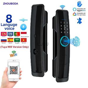 Door Locks Tuya Smart Digital Fingerprint Lock Automatic Electronic Biometric Lock Wifi App IC Card Password Unlock Home Security Door Lock HKD230902