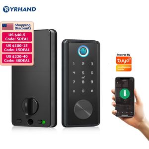 Cerraduras de puertas Tuya Smart Door Lock Deadbolt Ttlock App Wifi Keyless Fingerprint Keypad Digital Bluetooth Lock Electronic para el hogar 231202