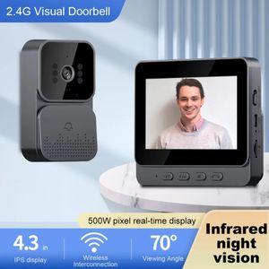 Caméra d'interphone vidéo de porte Inteligente Door sans fil Bell Vision nocturne de 4,3 pouces pour la sécurité Smart Home Apartment 240430