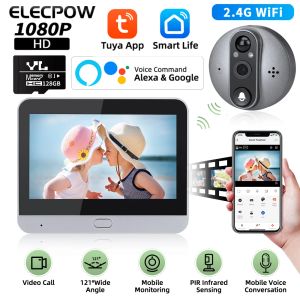 Sonnettes de portes Elecpow 1080p Caméra Puphole WiFi 4,3 pouces TUYA SMART PEEPHOLE VIDÉO DOOR DOORD