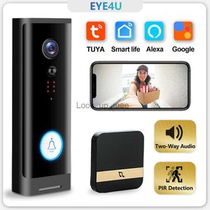 Sonnettes EYE4U Smart WiFi vidéo sonnette caméra interphone visuel avec carillon sans fil caméra de sécurité à domicile vision nocturne IP porte cloche Tuya HKD230918