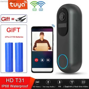 Sonnettes Go Tuya double WiFi vidéo sonnette caméra 5G/2.4GHz extérieur porte cloche étanche IP68 interphone maison intelligente sans fil porte téléphone YQ230928