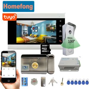 Sonnette de porte Homefong 7 pouces Tuyasmart WiFi Wireless Video System IP Porte de porte Téléphone Door Camera Remote Unlock Talk Talk