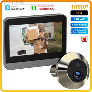 Doorbells ICam365 APP 1080P 2.4G WiFi Camera Door Peephole Automatic Sensing Door Eye Camera Digital Viewer Wireless Doorbell for Home YQ231003