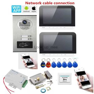 Sonnettes Kit d'interphone APP télécommande 7 pouces moniteur Wifi vidéo porte téléphone sonnette RFID caméra Audio sonnette avec 2 multi appartements HKD230918