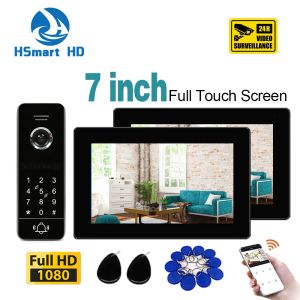 Sonnets de portes TUYA 7 pouces WiFi WiFi IP Smart Video Door System Intercom Système tactile Monitor avec un mot de passe de support de caméra 1080p