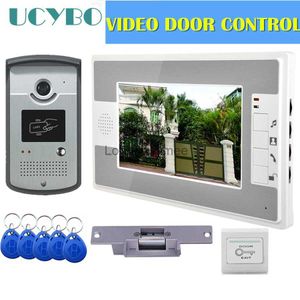 Timbres Video portero Sistema de control de acceso Cámara de la puerta Impermeable 1000TVL RFID Cerradura de puerta eléctrica 7 