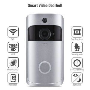 Sonnette de portes WiFi Doorbell Smart Home 720p HD Wireless Phone Door Bell Camion Camera Security Vidéo Interphone IR Vision nocturne pour les appartements