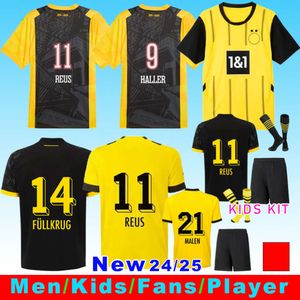 DORTMUND 24 25 SOCCER JERSEYS Kid Kit quatrième 4th Special Sancho 2024 2025 Coupe Trikot 50th Anniversary Football Shirt Home Away Third Haller Reus Moukoko Brandt sets