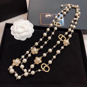 Collar de perlas con doble alfabeto, joyería de diseño, collar de mujer de moda de lujo, regalos