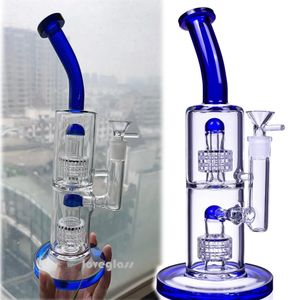 Unique Bong Narguilés Fonction Conduites D'eau Arbre À Double Bras Perc Recycleur Dab Rigs Matrice Stéréo Perc Tuyau De Fumée Avec Banger De 14mm