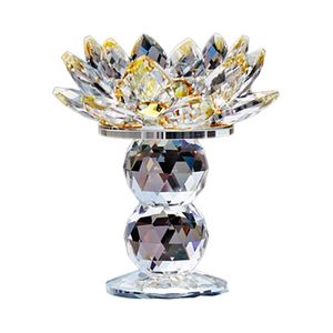 Double balle Crystal Lotus Flower Candle Holder Temple Decor Ornement for Home Festival Wedding Party Table Feng Dropship