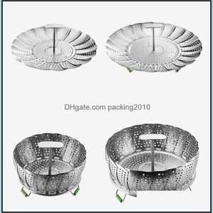 Double chaudière, ustensiles de cuisine, cuisine, Bar à manger, maison jardin Ll, plat pliant, cuiseur vapeur en acier inoxydable, panier à vapeur en maille Z1