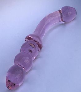 Double tête de gode rose cristal verre gode bite érotique sexshop adulte sextoys gros pénis trois perles plug anal sex toys pour femme6940151