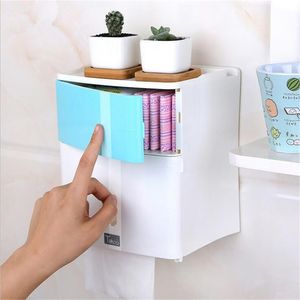 Caja de almacenamiento de baño de doble capa Papel higiénico Servilleta sanitaria Soporte de almacenamiento Estantes montados en la pared para gel de ducha Mujeres T200425