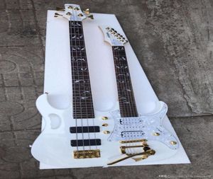 Basco blanco de doble cuello 4 de 6 cuerdas Guitarra eléctrica Oferta personalizada 8088423