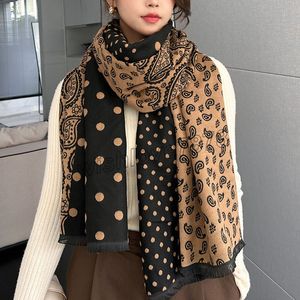 Double face patchwork à pois écharpe de cajou châle femme bandeau hiver garder au chaud foulards Bandana élégant en plein air conduite châle Wrap