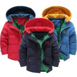 Down Coat 2023 Winter New Boys Jacket Splicing Thicken Keep Warm Hooded Cold Protection Windbreake For 3-10 Years Old Kids Coat J231013